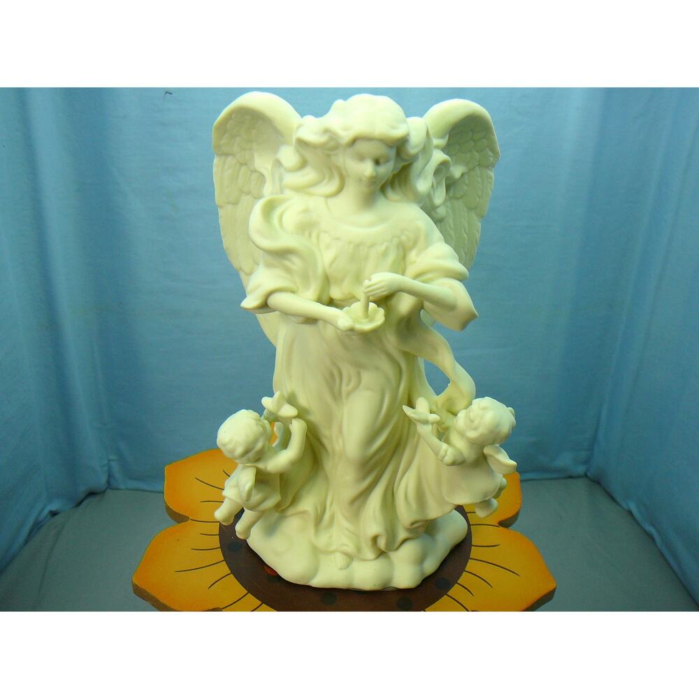 Vtg Retired Partylite Angel of Light Bisque Porcelain Taper Candle Holder